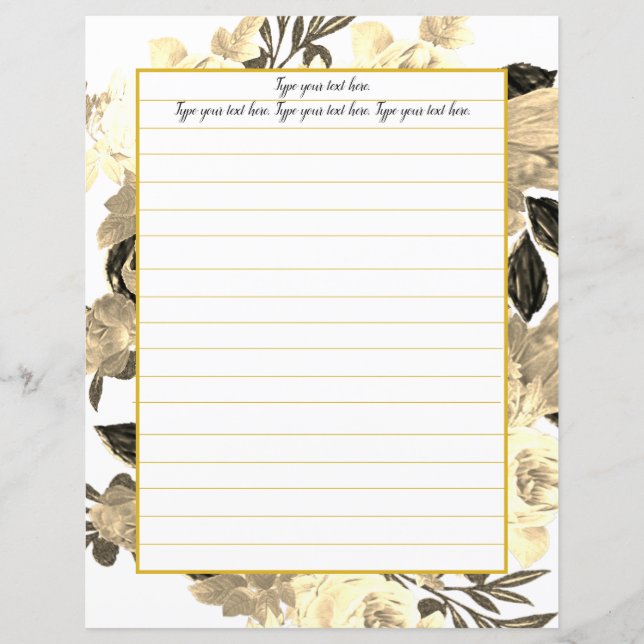 Golden Magnolia Floral Writer Paper (Vorderseite)