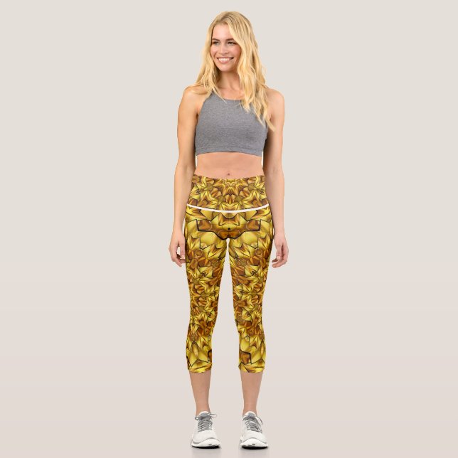 Golden Mandala Antique Abstract Design-63495 Capri Leggings (Vorderseite)