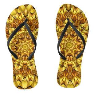 Golden Mandala Antique Abstract Design-63495 Flip Flops