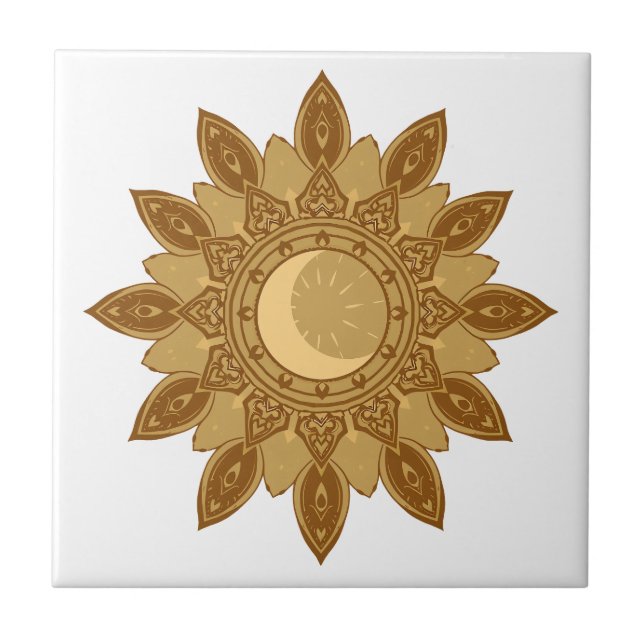 Golden Mandala Ceramic Fliese (Vorderseite)