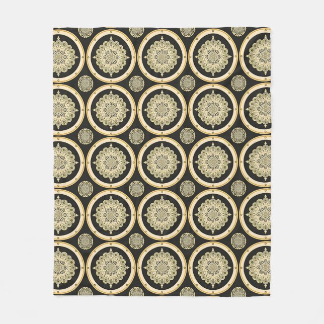 Golden Mandala Design Fleecedecke (Vorderseite)