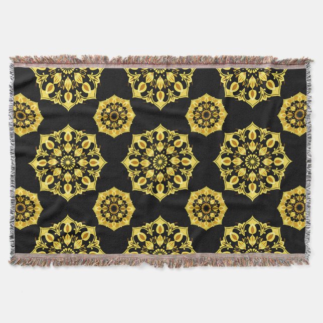 Golden Mandala Design mit symmetrischen Mustern Decke (Vorderseite)
