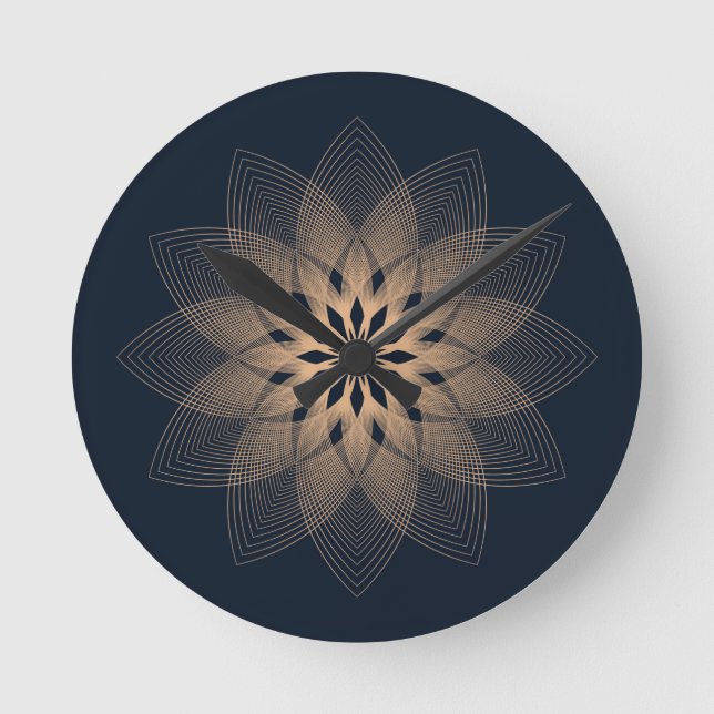 Golden Mandala Large Clock Runde Wanduhr (Vorderseite)
