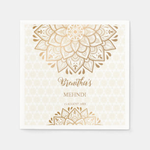 Golden mandala Mehndi personalisierter Name Serviette