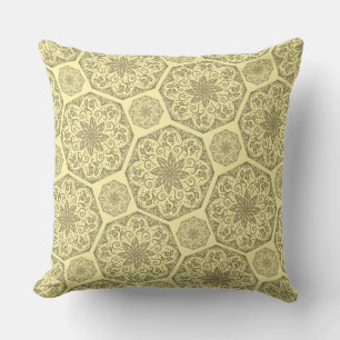 Golden Mandala Mosaic Pattern Throw Kissen
