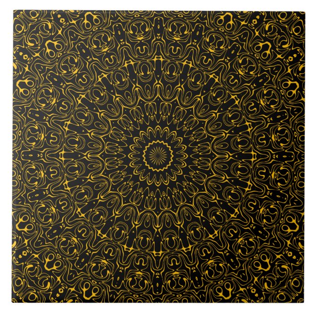 Golden Mandala Muster mit Radiant Symmetrie Fliese (Vorderseite)