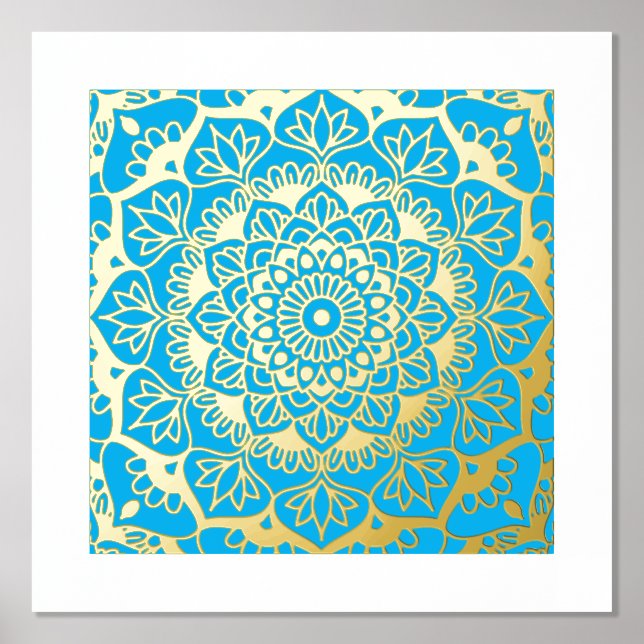 Golden Mandala on Blue Foliendrucke (Vorderseite)