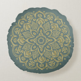 Golden Mandala - Pillow Rundes Kissen