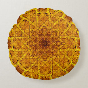 Golden Mandala Rundes Kissen