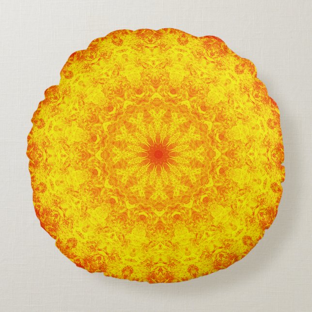 Golden Mandala Rundes Kissen (Vorderseite)