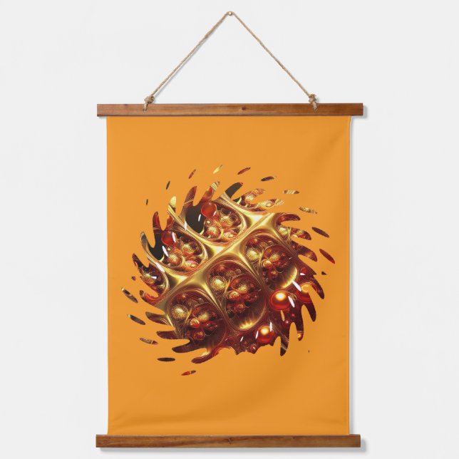 Golden Mandelbrot - Spinning About Wandteppich Mit Holzrahmen (Vorderseite)