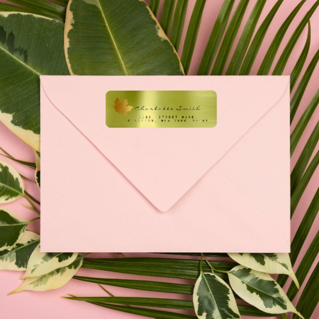 Golden Maple Leaf Linen Rücksendeadressen-Aufklebe (Golden Maple Leaf Linen Return Address Labels)