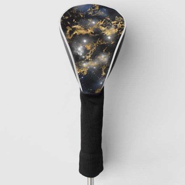 Golden Marble Dark Starry Night Space Lover Galaxy Golf Headcover (Vorderseite)