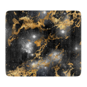 Golden Marble Dark Starry Night Space Lover Galaxy Schneidebrett