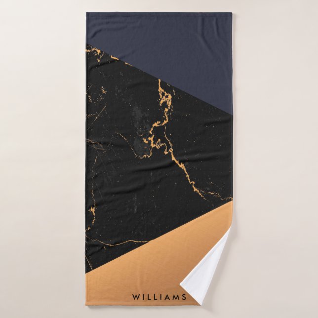 Golden Marble Geometric Badhandtuch Set (Badehandtuch)