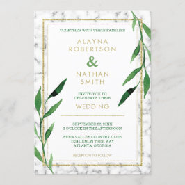 Golden Marble Wedding Einladung, Grüne Einladung