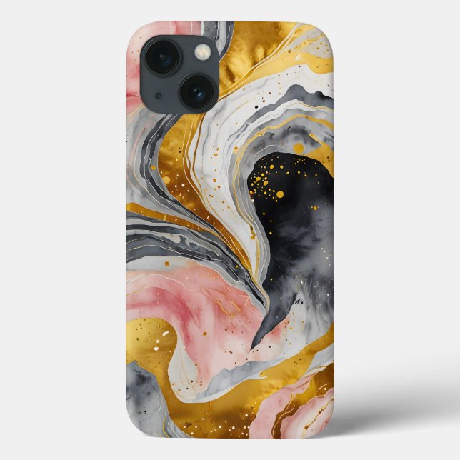 Golden Marble Whirls Case-Mate iPhone Hülle (Rückseite)