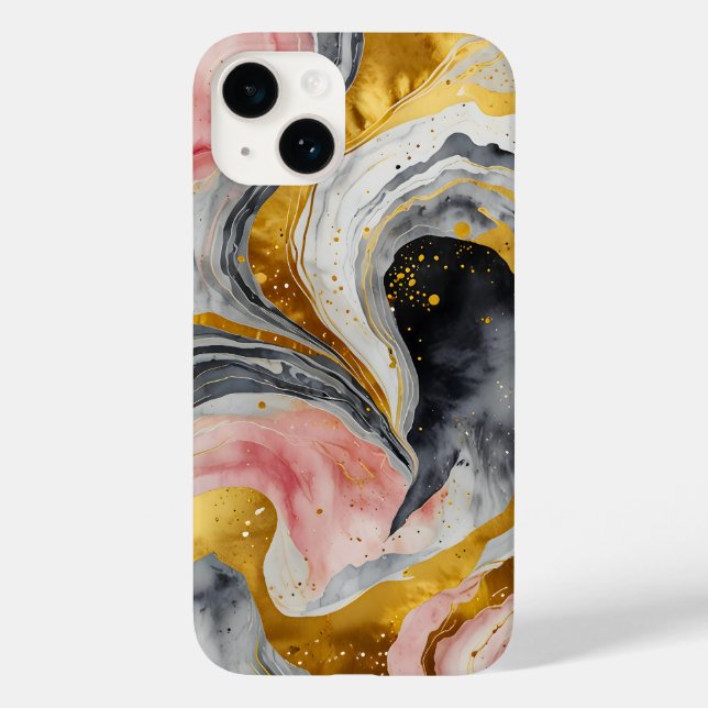 Golden Marble Whirls Case-Mate iPhone Hülle (Rückseite)