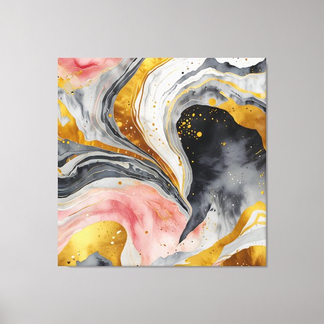 Golden Marble Whirls Leinwanddruck (Vorderseite)