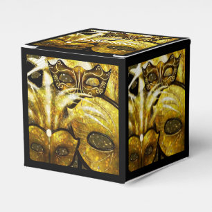 Golden Mardi Gras Masken Cube Favor Box Geschenkschachtel