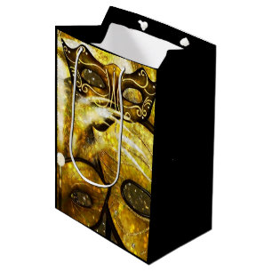 Golden Mardi Gras Masken Gift Bag Mittlere Geschenktüte