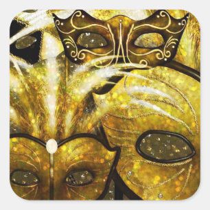 Golden Mardi Gras Masken Stickers