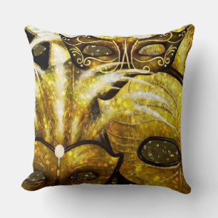 Golden Mardi Gras Masken Throw Kissen