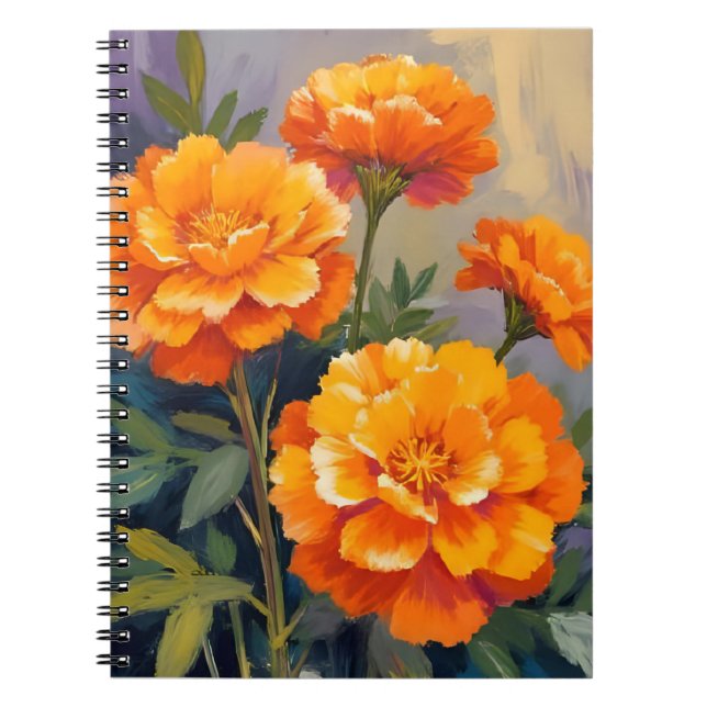 Golden Marigolds | Watercolor Flowers Floral Notizblock (Vorderseite)