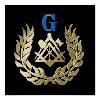 Golden masonry symbol poster