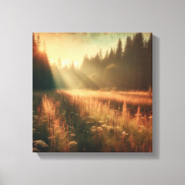 Golden Meadow Serenity – Vintage Canvas Art Leinwanddruck