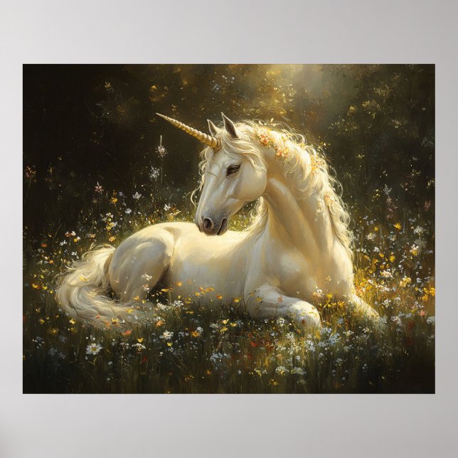 Golden Meadow Unicorn Poster (Vorne)