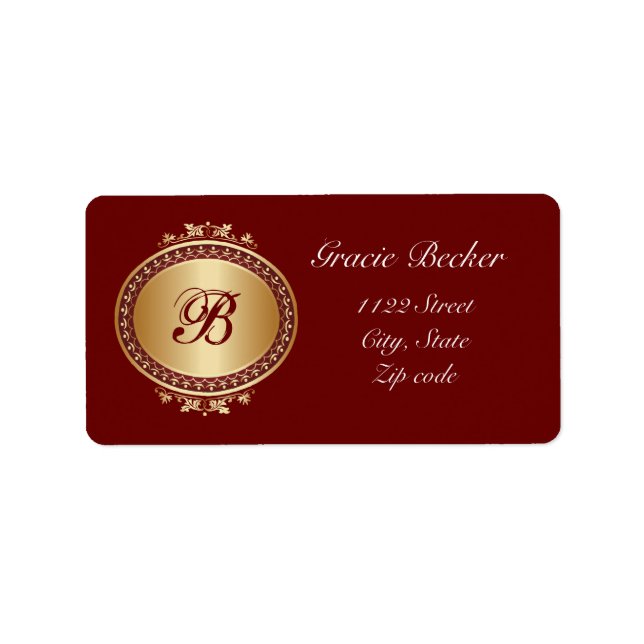 Golden Medallion Monogram Address Label Adressaufkleber (Vorne)