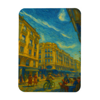 Golden Mediterranean City Vibes - Vibrant Urban Ar Magnet