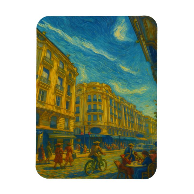 Golden Mediterranean City Vibes - Vibrant Urban Ar Magnet (Vertikal)