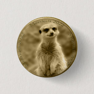 Golden Meerkat 2022 Coin, Hut-Abzeichen Button