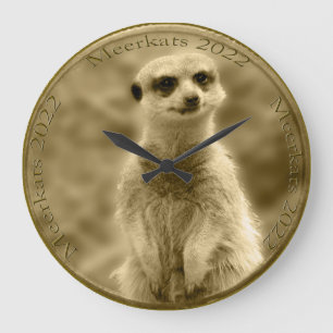 Golden Meerkat 2022 Coin, Large Round Wall Clock Große Wanduhr