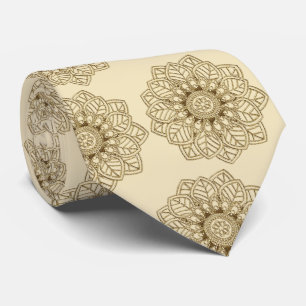 Golden Mehndi Lace on Ivory Wedding Krawatte