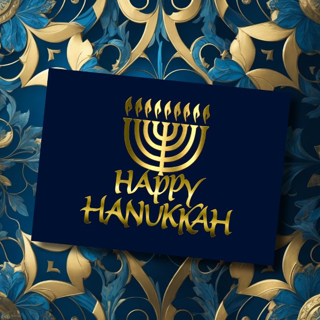 Golden Menorah Flames Happy Hanukkah Card (Von Creator hochgeladen)