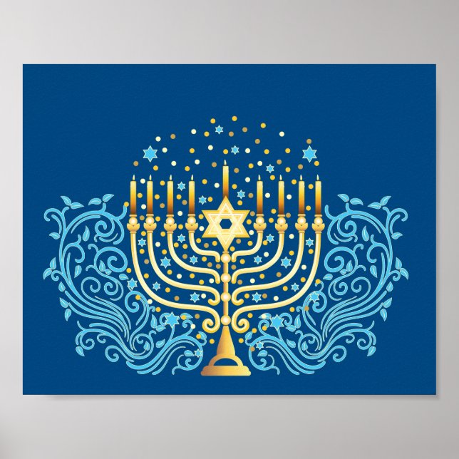 Golden menorah Hanukkah Grußfest Festival des Lich Poster (Vorne)