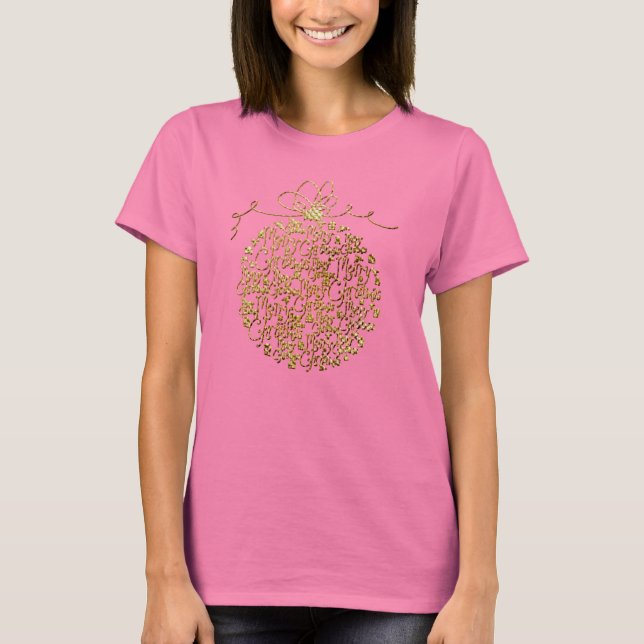 Golden Merge Weihnachts-Ornament Ball T-Shirt (Vorderseite)