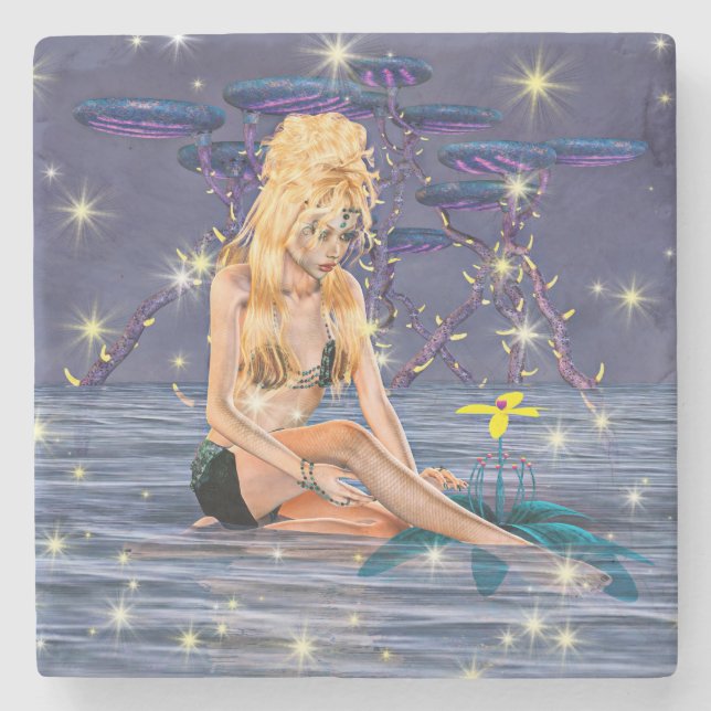 Golden Mermaid Steinuntersetzer (Vorderseite)