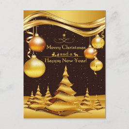 Golden Merry Christmas & Happy New Year Feiertagspostkarte