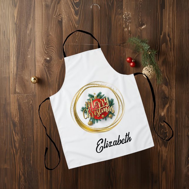 Golden Merry Christmas Personalized Apron Schürze (Von Creator hochgeladen)