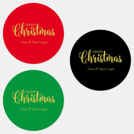 Golden Merry Christmas Quote Etiketten