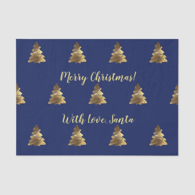 Golden Merry Christmas Tree mit Kerzen Elegant Seidenpapier (Vorderseite)