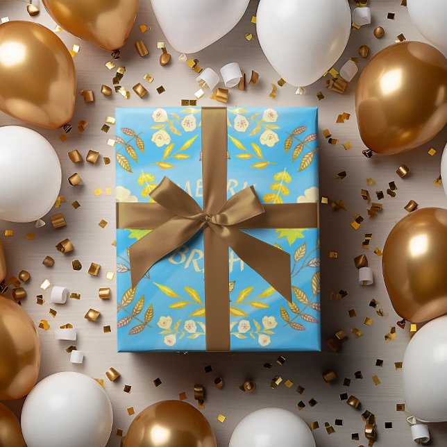 GOLDEN MERRY UND BRIGHT personalisiert Geschenkpapier (Von Creator hochgeladen)