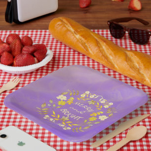 GOLDEN MERRY UND BRIGHT personalisiert Pappteller