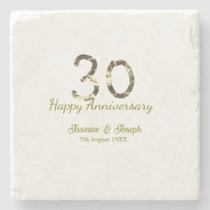 Golden Metallic 30. Happy anniversary Name hinzufü Steinuntersetzer