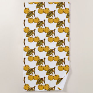 Golden Metallic Cherries Pattern Strandtuch