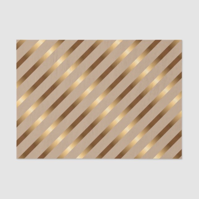 Golden Metallic Diagonal Stripes Seidenpapier (Vorderseite)